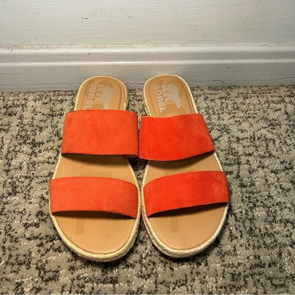 Sorel Signal Ella II Orange Suede Strappy Sandals Size 6